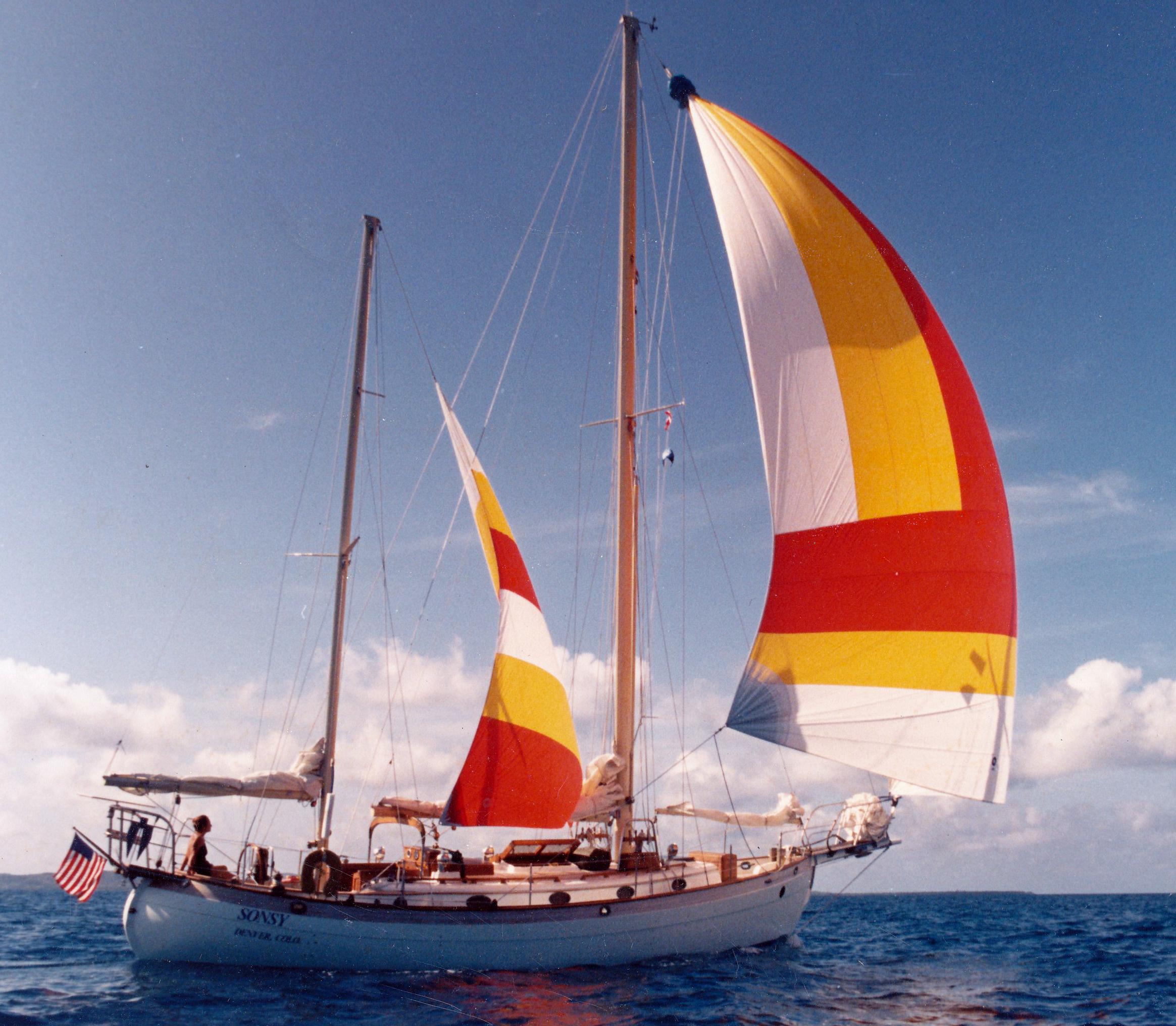 Photo of Judy on sailboat Sonsi